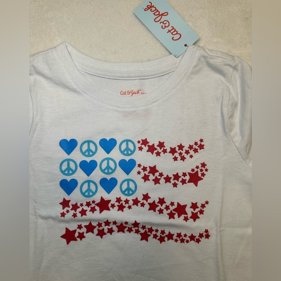 Cat and Jack Girls Size Shirt 4th of July Stars Red Blue White choose your size👇 - Picture 2 of 10
